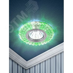 DK LD2 SL/GR+WH Точечные светильники ЭРА декор cо светодиодной подсветкой (зеленый+белый), прозрачный (Б0019199) - фото 2