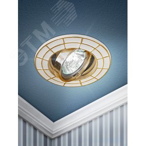 Светильник ST7A GD/WH штампованный поворотный MR16,12V/220V, 50W белый/золото | Б0036492 | ЭРА - фото 3