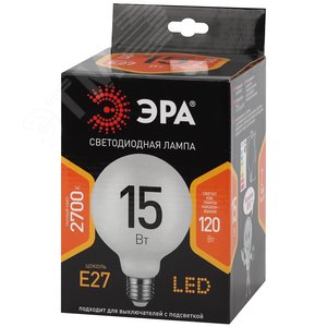 Лампа светодиодная декоративная LED 15 Вт 1240Лм 2700К шар, филамент теплый матовая E27 170-265В F-LED G125-15w-827-E27 OPAL 2