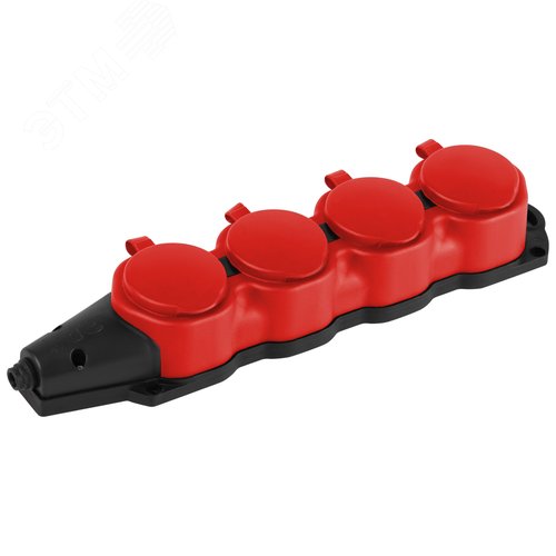 Колодка каучуковая с заземлением 4 розетки 16A IP44 красная KX-4e-RED-IP44 - ЭРА (Энергия света), артикул Б0068456