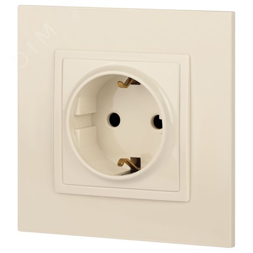 Розетка однофазная скрытого монтажа, в рамку с заземлением со шторками слоновая кость 16А 250В IP20 автоматические (безвинтовые) зажимы 14-2102-02 Эра Elegance 5