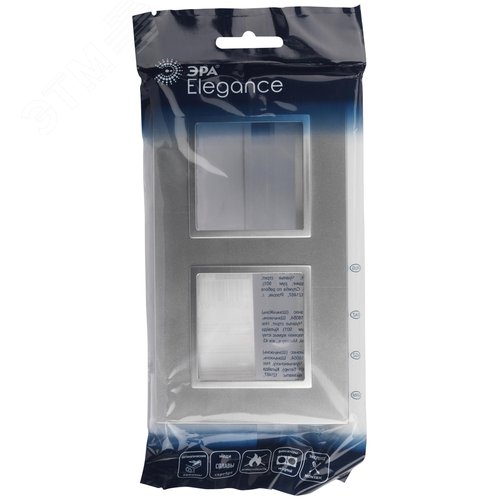 Рамка для розеток и выключателей Elegance 14-5012-03 Classic, на 2 поста, алюминий | Б0060578 | ЭРА - фото 2
