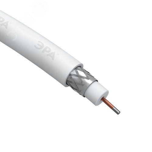 Кабель коаксиальный RG-6U 75 Ом CCS/(оплётка Al 48%) PVC цвет белый 100м SIMPLE (Б0044596) - фото 2