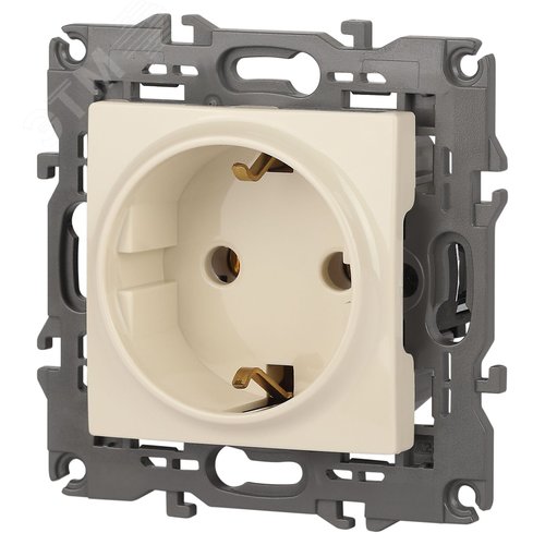 Розетка однофазная скрытого монтажа, в рамку с заземлением без шторок слоновая кость 16А 250В IP20 автоматические (безвинтовые) зажимы 14-2101-02 Эра Elegance 4