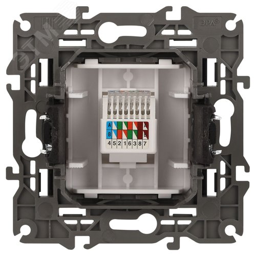 Розетка RJ45, Эра Elegance, антрацит, 14-3107-05 - фото 3