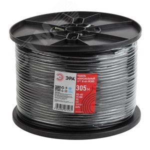 Кабель коаксиальный RG-6U 75 Ом Cu/(оплётка Cu 64%) PE цвет чёрный бухта 305 м (Б0044605) - фото 2