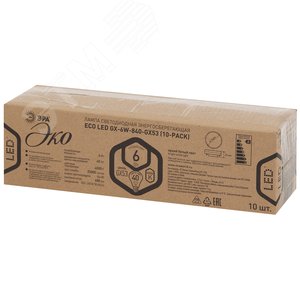 Лампа светодиодная LED 6 Вт 480Лм 4000К таблетка (GX53) нейтральный GX53 220-240В ECO LED GX-6W-840-GX53 (10-PACK) Red Line - фото 2