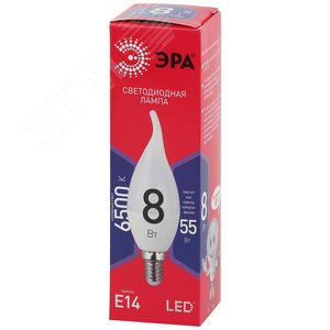 Лампа светодиодная LED 8 Вт 640Лм 6500К свеча на ветру холодный E14 220-240В LED BXS-8W-865-E14 Red Line 2
