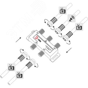 Делитель ТВ D-F-SAT-04 4 ответвления под F разъём 5-2500 МГц - ЭРА (Энергия света)