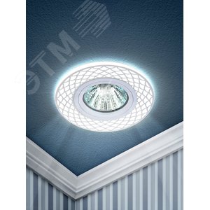 DK LD40 WH/WH /1 Светильник декор cо светодиодной подсветкой MR16, белый/белый (50/1500) | Б0048937 | ЭРА - фото 2
