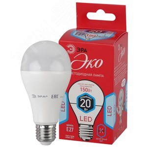 Лампа светодиодная ECO LED A65-20W-840-E27 (диод, груша, 20Вт, нейтр, E27 (10/100/1200) ЭРА