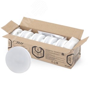 Лампа светодиодная LED 6 Вт 480Лм 2700К таблетка (GX53) теплый GX53 220-240В ECO LED GX-6W-827-GX53 (10-PACK) Red Line