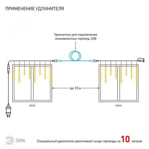 Гирлянда LED бахрома 2 м х 1 м теплый свет 24 V IP44 80/960 ENON-5B - фото 9