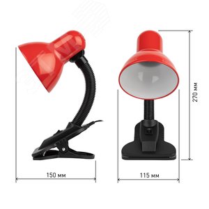 Светильник настольный на прищепке красный N-102-E27-40W-R 7