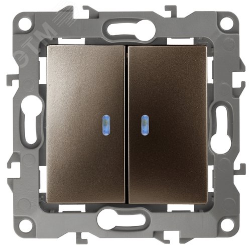 Переключатель двойной, 10АХ-250В, Эра12, бронза,12-1106-13 2
