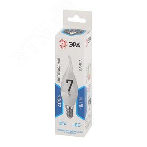 Лампа светодиодная LED 7 Вт 560Лм 4000К свеча на ветру нейтральный E14 170-265В LED BXS-7W-840-E14 Standart 2