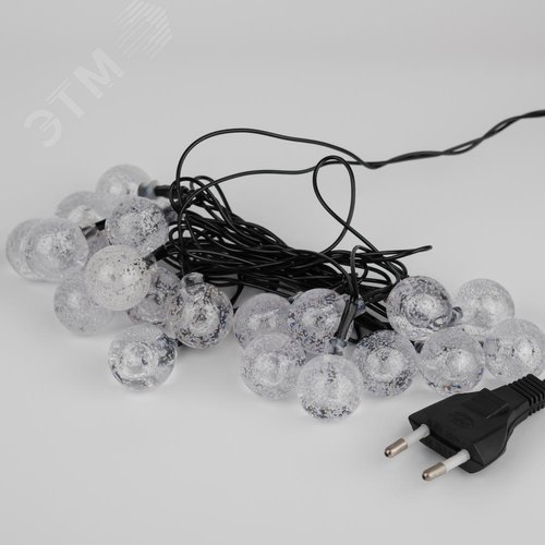 Гирлянда LED Нить Шарики кракле d25мм, 2 м, RGB, 220V ENIN - 25BG ЭРА (Б0055997) - фото 6