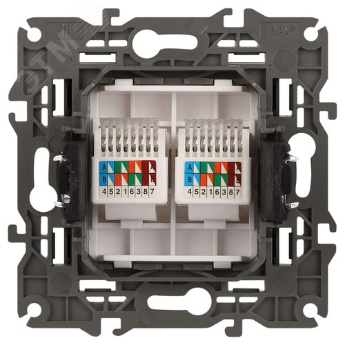 Розетка 2хRJ45, Эра Elegance, антрацит, 14-3108-05 - фото 3
