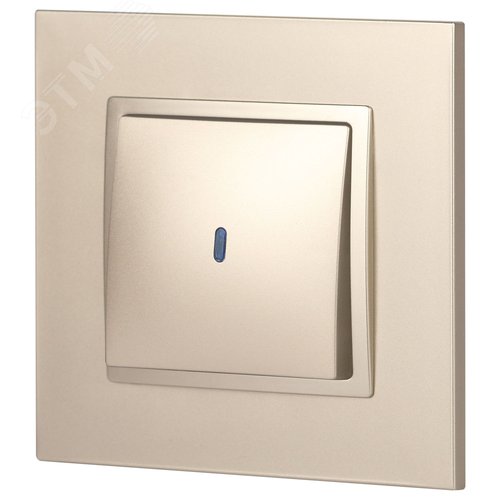 Выключатель одноклавишный, в рамку (скрытого монтажа) с подсветкой шампань 10А 250В автоматические (безвинтовые) зажимы ЭРА Elegance 14-1102-04 5