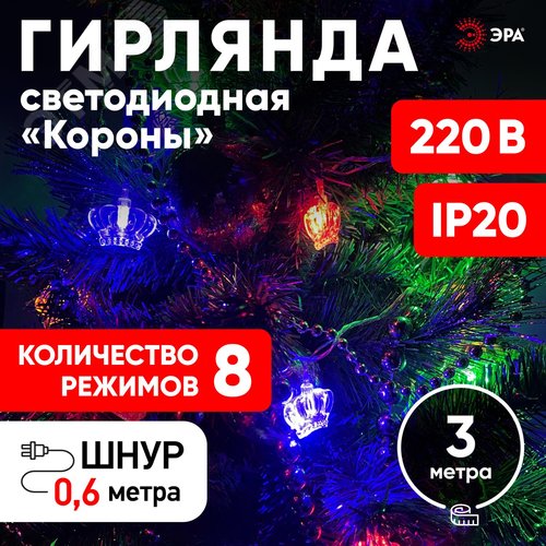 ENIN-3K ЭРА Гирлянда LED Нить Короны 3 м мультиколор, 220V, IP20 (36/864) (Б0041898) - фото 7
