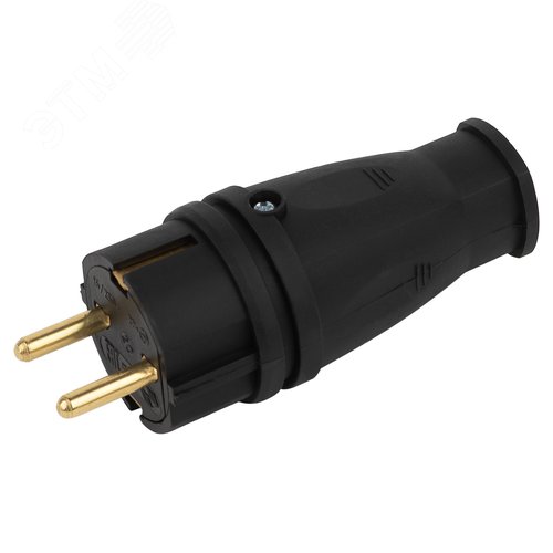Вилка каучуковая c заземлением 16А IP44 прямая черная VX10-B-IP44 - ЭРА (Энергия света)