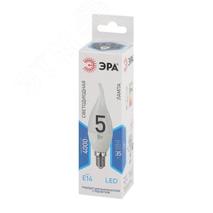 Лампа светодиодная LED 5 Вт 400Лм 4000К свеча на ветру нейтральный E14 170-265В LED BXS-5W-840-E14 Standart 2