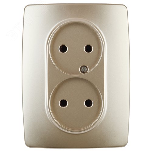 Розетка однофазная двойная скрытого монтажа, в рамку без шторок шампань 16А 250В IP20 автоматические (безвинтовые) зажимы 12-2107-04 Эра 12 2