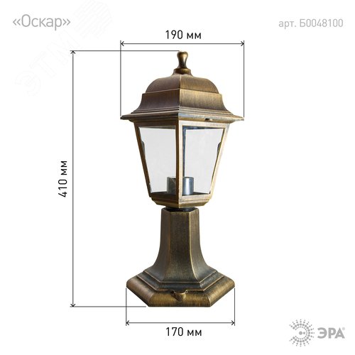 НТУ 04-60-001  , Оскар напольный четырехгранный  под бронзу (8/96) ЭРА (Б0048100) - фото 3