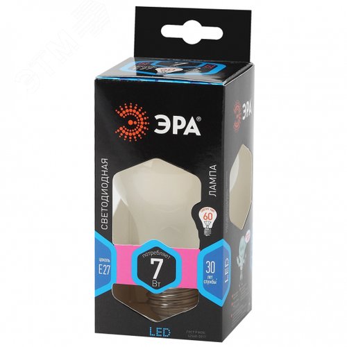 Лампа светодиодная филаментная F-LED A60-7W-840-E27 frost (филамент, груша мат., 7Вт, нейтр., Е27) (10/100/1200) 4