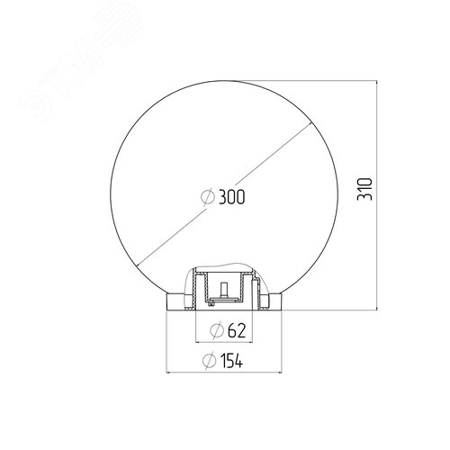 Светильник на опору/кронштейн НТУ 02-100-301 шар белый опаловый призма IP44 Е27 max100Вт d300mm 2