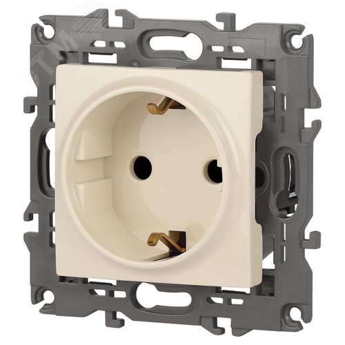 Розетка однофазная скрытого монтажа, в рамку с заземлением со шторками слоновая кость 16А 250В IP20 автоматические (безвинтовые) зажимы 14-2102-02 Эра Elegance 4
