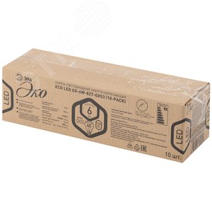 Лампа светодиодная LED 6 Вт 480Лм 2700К таблетка (GX53) теплый GX53 220-240В ECO LED GX-6W-827-GX53 (10-PACK) Red Line 2