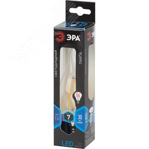 Лампа светодиодная декоративная LED 7 Вт 910Лм 4000К свеча на ветру, филамент нейтральный E14 230В F-LED BXS-7W-840-E14 2