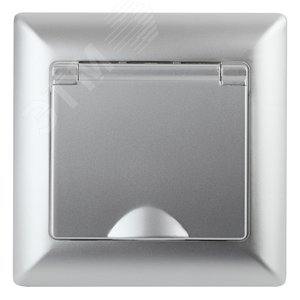 4-203-03 Розетка 2P+E Schuko с крышкой, 16А-250В, СУ, Solo, алюминий (10/100/2400) | Б0043321 | Intro - ЭРА (Энергия света)