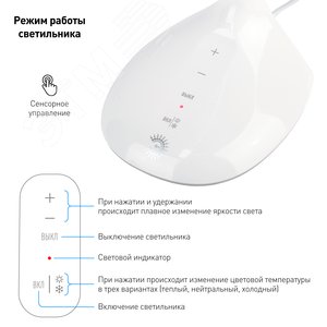 NLED-452-9W-W Светильники настольные ЭРА наст.светильник NLED-452-9W-W белый (Б0019128) - фото 5