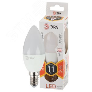 Лампа СТАНДАРТ LED B35-11W-827-E14 (диод, свеча, 11Вт, тепл, E14) | Б0047939 | ЭРА - ЭРА (Энергия света)