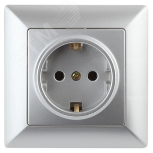 4-202-03 Розетка 2P+E Schuko, 16А-250В, СУ, Solo, алюминий (10/200/2400) | Б0043314 | Intro - ЭРА (Энергия света)