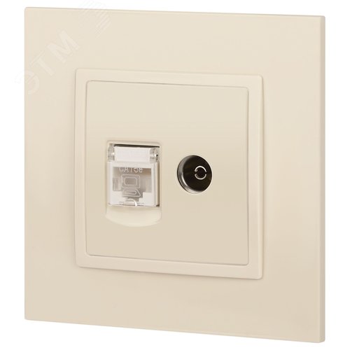 Розетка RJ45+TV, Эра Elegance, сл.кость, 14-3110-02 - фото 5