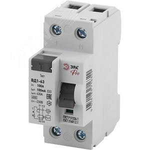 УЗО ВД1-63 Электромеханическое 1P+N 100А 100м NO-902-59 Pro - ЭРА (Энергия света)