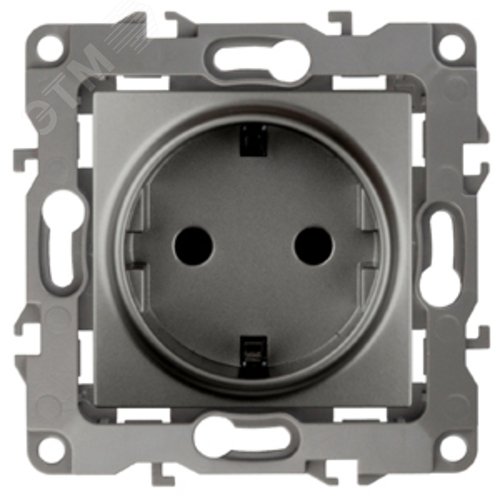 Розетка однофазная скрытого монтажа, в рамку с заземлением без шторок графит 16А 250В IP20 автоматические (безвинтовые) зажимы 12-2101-12 Эра 12 2