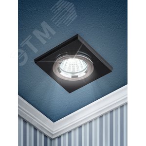 Светильник декор стекло квадрат MR16,12V/220V, 50W, хром/черный DK8 CH/BK 3