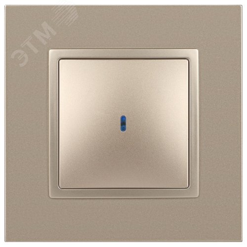 Выключатель одноклавишный, в рамку (скрытого монтажа) с подсветкой шампань 10А 250В автоматические (безвинтовые) зажимы ЭРА Elegance 14-1102-04 2