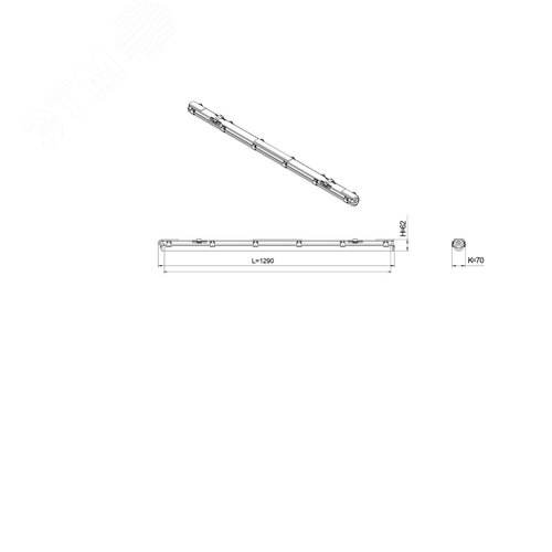 Светильник светодиодный под лампу Т8 SPP-101-0-001-120 Св-к IP65 T8 G13 1200мм (12/216) 7