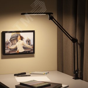 Светильник настольный светодиодный на струбцине черный NLED-441-7W-BK 3