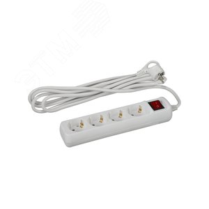 Удлинитель Россия U-4es-5m-3x1,5 с заземл, с выкл, 4гн, 5м, ПВС, 3х1,5мм2, 16А U-4es-5m-3x1,5 ЭРА