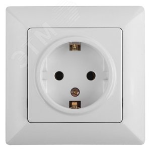 4-206-01 Розетка 2P+E Schuko со шторками, 16А-250В, СУ, Solo, белый (10/200/2400) | Б0043340 | Intro - ЭРА (Энергия света)