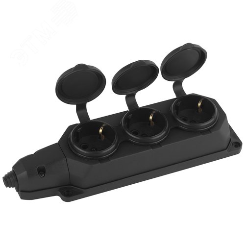 Колодка каучуковая с/з 3 гнезда 16A IP44 черная K-3e-B-IP44 - фото 2