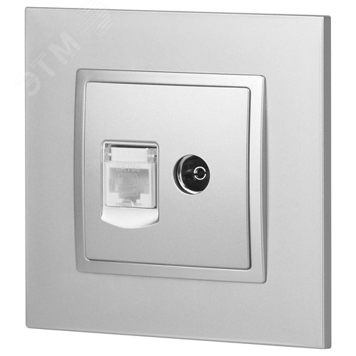 Розетка RJ45+TV, Эра Elegance, алюминий, 14-3110-03 - фото 4