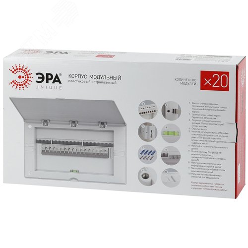 Корпус пластиковый ультратонкий ЩРВ-П-20 с белой крышкой UNIQUE White_UBOX20 IP41 (6/48) ЭРА (Б0046856) - фото 4