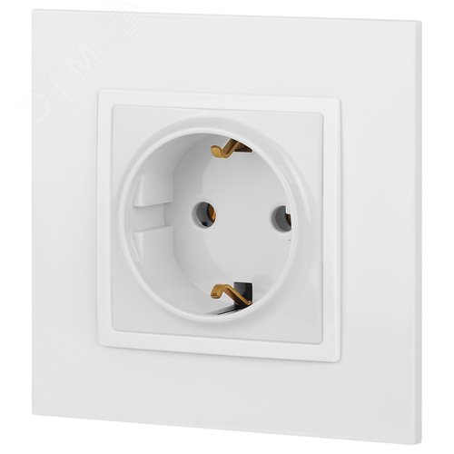 Розетка однофазная скрытого монтажа, в рамку с заземлением без шторок белый 16А 250В IP20 автоматические (безвинтовые) зажимы 14-2101-01 Эра Elegance 4